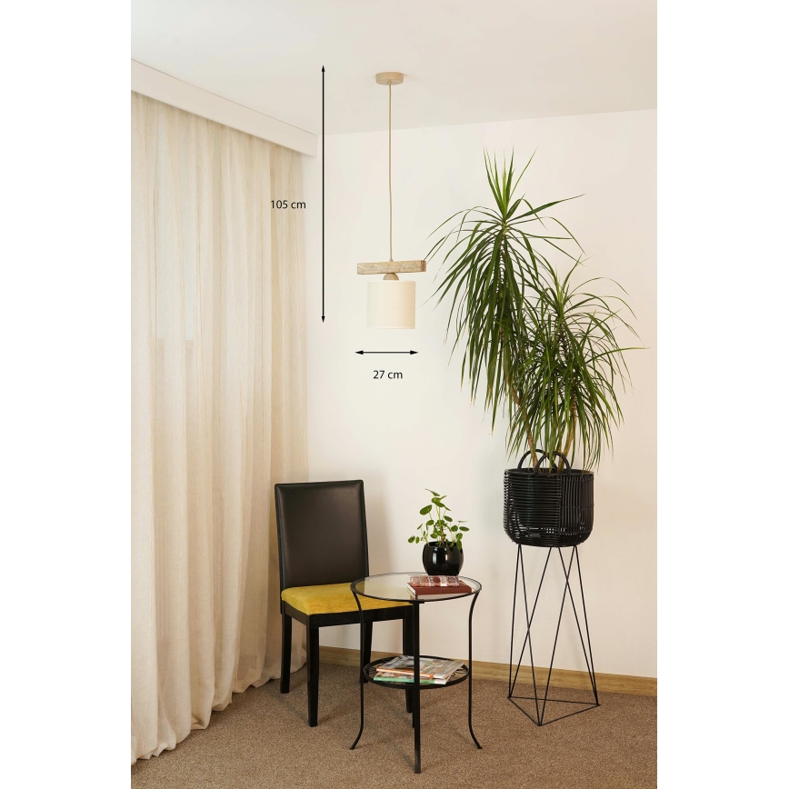 Brilagi - Hanglamp aan een koord FOREST 1xE27/15W/230V grenen/bruin/crème