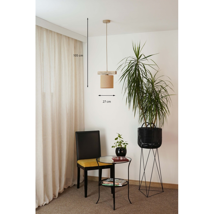 Brilagi - Hanglamp aan een koord FOREST 1xE27/15W/230V grenen/bruin