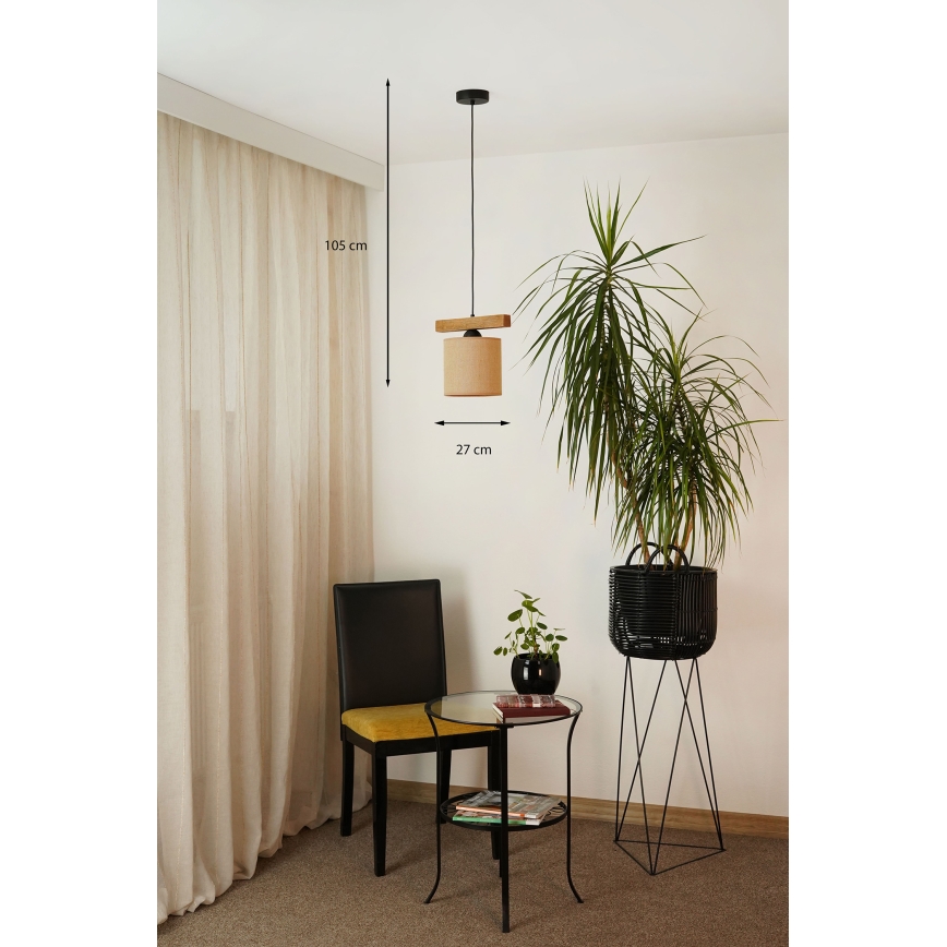 Brilagi - Hanglamp aan een koord FOREST 1xE27/15W/230V grenen/bruin/zwart