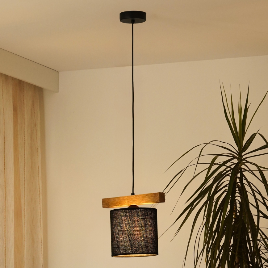 Brilagi - Hanglamp aan een koord FOREST 1xE27/15W/230V grenen/zwart