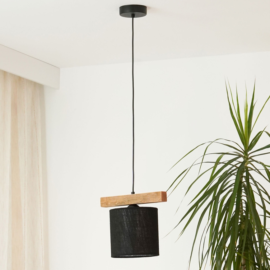 Brilagi - Hanglamp aan een koord FOREST 1xE27/15W/230V grenen/zwart