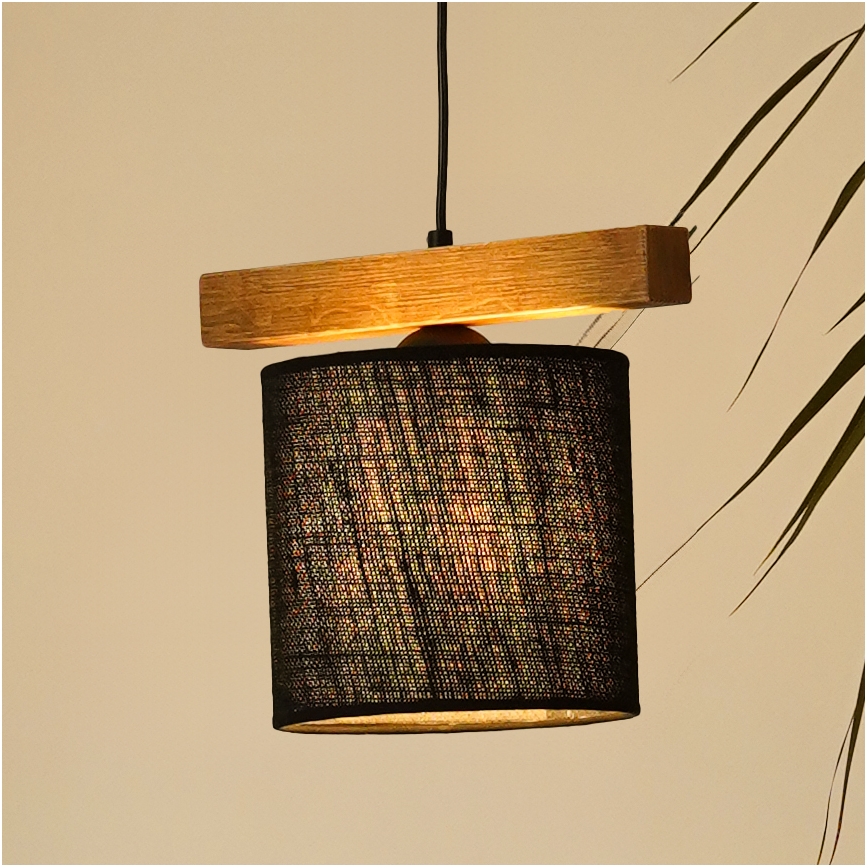 Brilagi - Hanglamp aan een koord FOREST 1xE27/15W/230V grenen/zwart