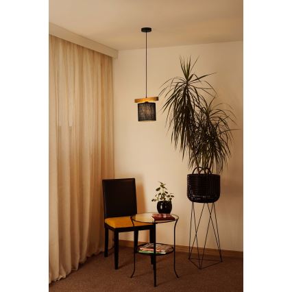Brilagi - Hanglamp aan een koord FOREST 1xE27/15W/230V grenen/zwart