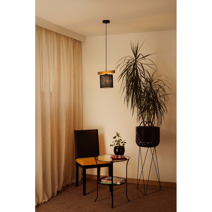 Brilagi - Hanglamp aan een koord FOREST 1xE27/15W/230V grenen/zwart