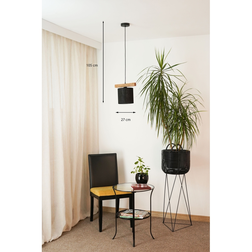 Brilagi - Hanglamp aan een koord FOREST 1xE27/15W/230V grenen/zwart