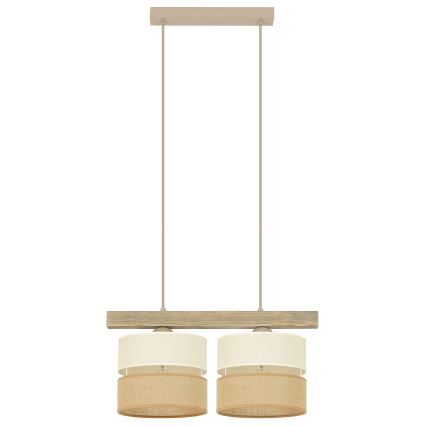 Brilagi - Hanglamp aan een koord FOREST 2xE27/15W/230V grenen/beige/crème