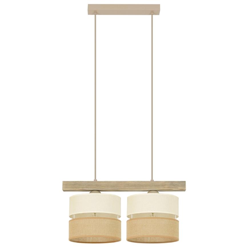 Brilagi - Hanglamp aan een koord FOREST 2xE27/15W/230V grenen/beige/crème