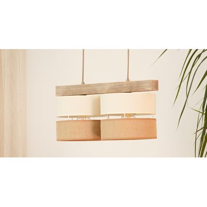 Brilagi - Hanglamp aan een koord FOREST 2xE27/15W/230V grenen/beige/crème