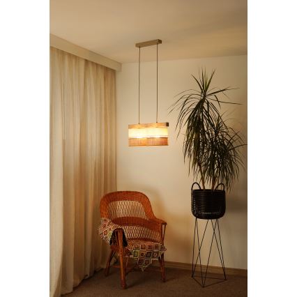 Brilagi - Hanglamp aan een koord FOREST 2xE27/15W/230V grenen/beige/crème