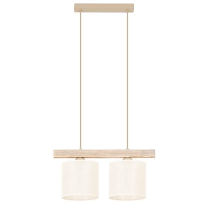 Brilagi - Hanglamp aan een koord FOREST 2xE27/15W/230V grenen/bruin/crème