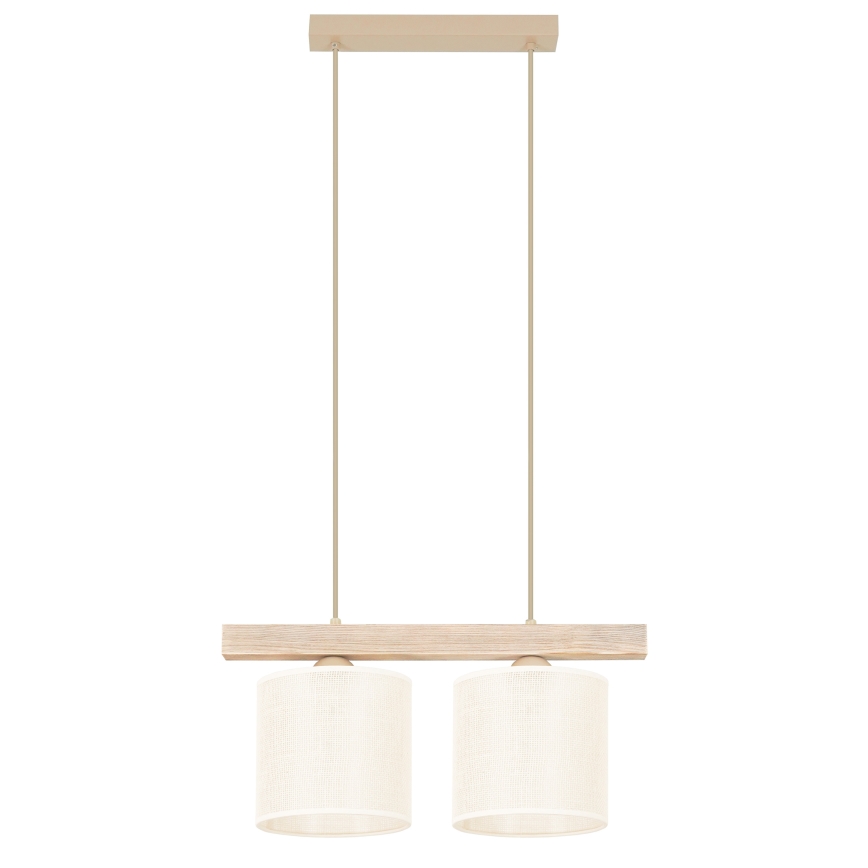 Brilagi - Hanglamp aan een koord FOREST 2xE27/15W/230V grenen/bruin/crème