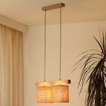 Brilagi - Hanglamp aan een koord FOREST 2xE27/15W/230V grenen/bruin