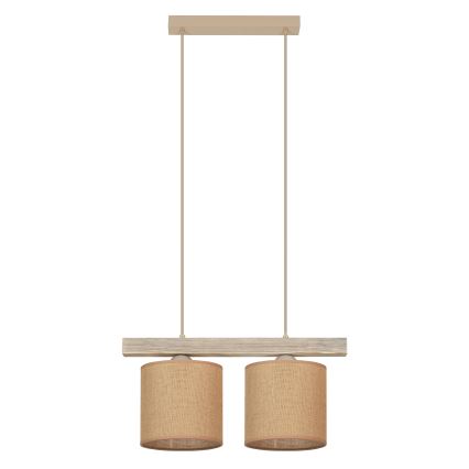 Brilagi - Hanglamp aan een koord FOREST 2xE27/15W/230V grenen/bruin