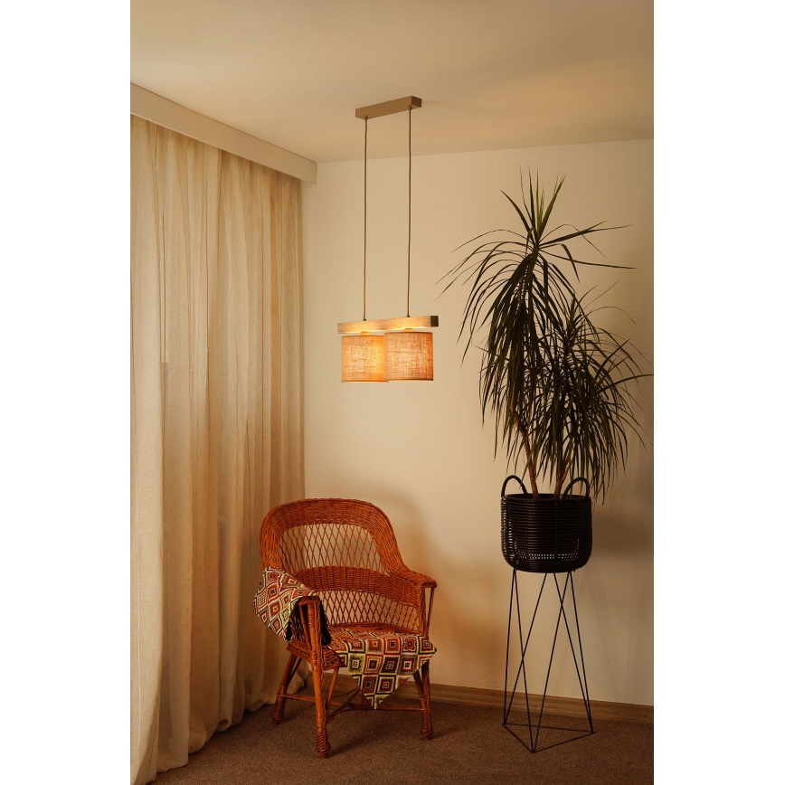 Brilagi - Hanglamp aan een koord FOREST 2xE27/15W/230V grenen/bruin