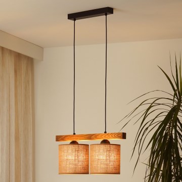 Brilagi - Hanglamp aan een koord FOREST 2xE27/15W/230V grenen/bruin/zwart