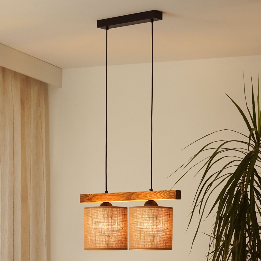 Brilagi - Hanglamp aan een koord FOREST 2xE27/15W/230V grenen/bruin/zwart
