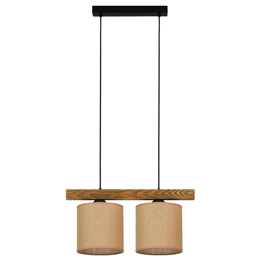 Brilagi - Hanglamp aan een koord FOREST 2xE27/15W/230V grenen/bruin/zwart