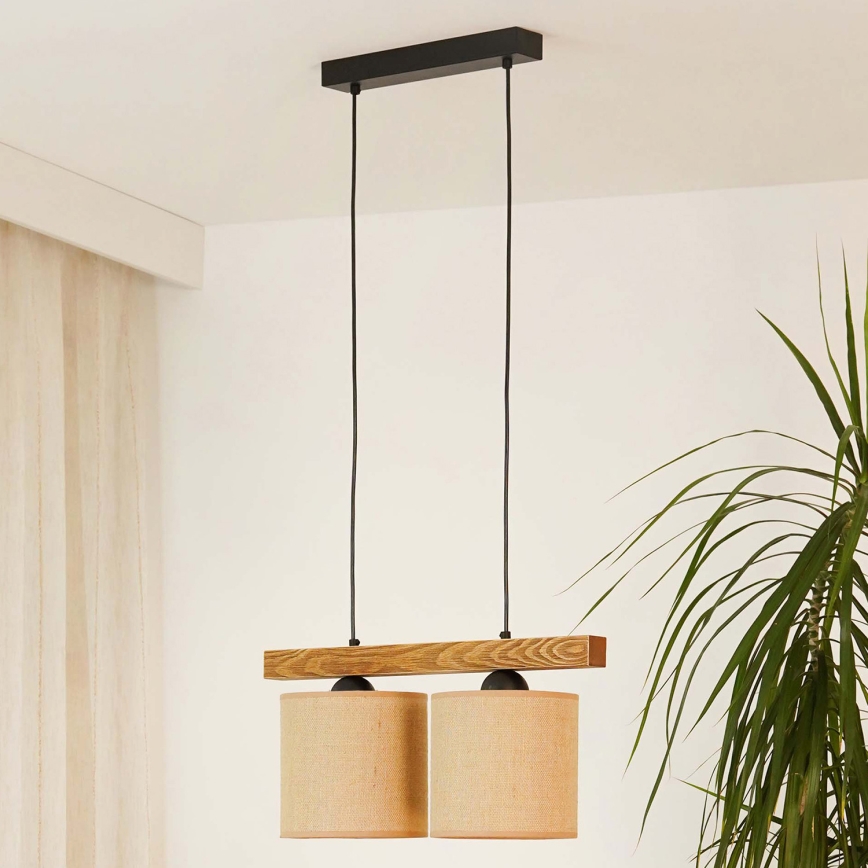 Brilagi - Hanglamp aan een koord FOREST 2xE27/15W/230V grenen/bruin/zwart
