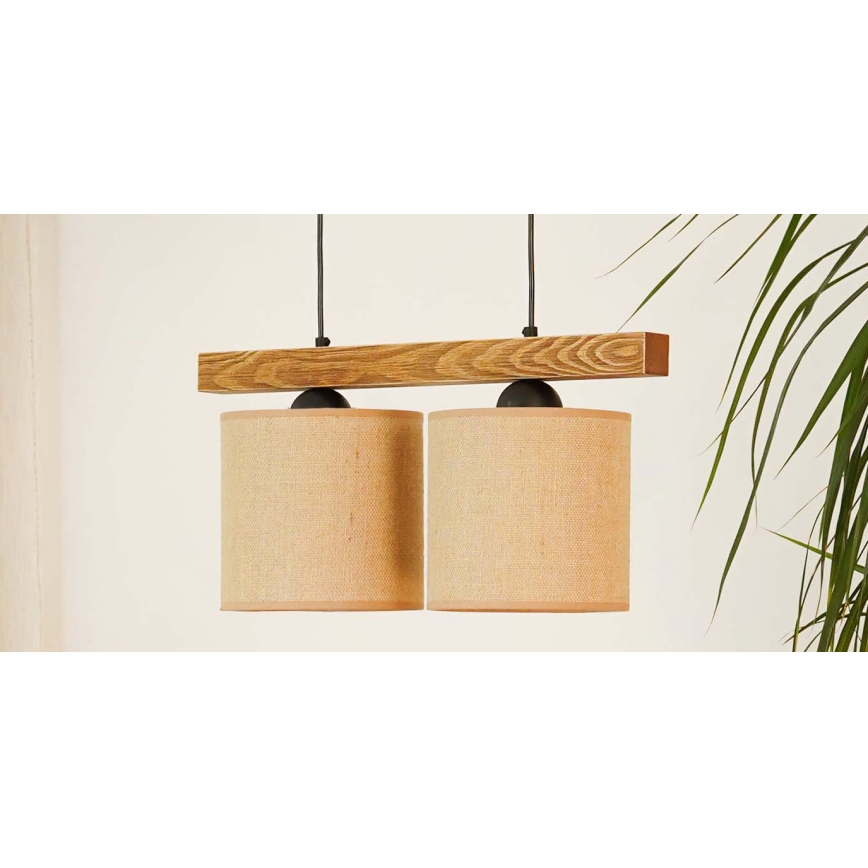Brilagi - Hanglamp aan een koord FOREST 2xE27/15W/230V grenen/bruin/zwart