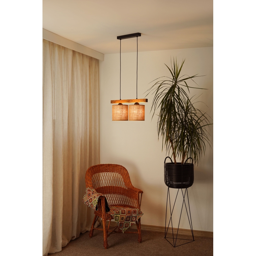 Brilagi - Hanglamp aan een koord FOREST 2xE27/15W/230V grenen/bruin/zwart