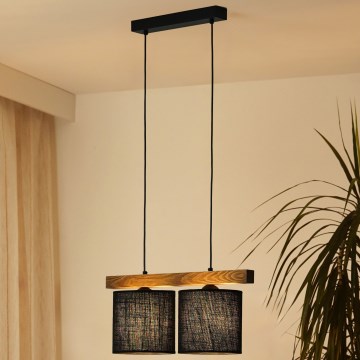 Brilagi - Hanglamp aan een koord FOREST 2xE27/15W/230V grenen/zwart