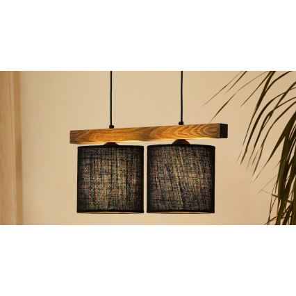 Brilagi - Hanglamp aan een koord FOREST 2xE27/15W/230V grenen/zwart