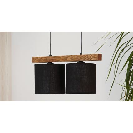 Brilagi - Hanglamp aan een koord FOREST 2xE27/15W/230V grenen/zwart