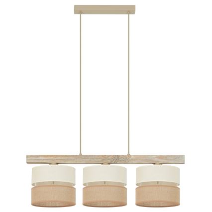 Brilagi - Hanglamp aan een koord FOREST 3xE27/15W/230V grenen/beige/crème