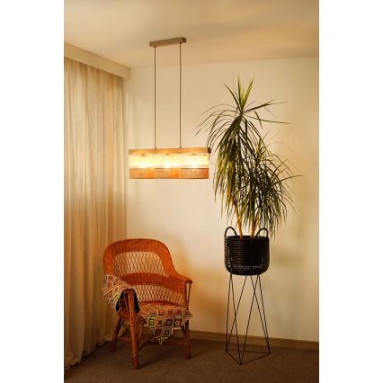 Brilagi - Hanglamp aan een koord FOREST 3xE27/15W/230V grenen/beige/crème