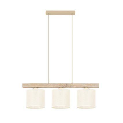 Brilagi - Hanglamp aan een koord FOREST 3xE27/15W/230V grenen/bruin/crème