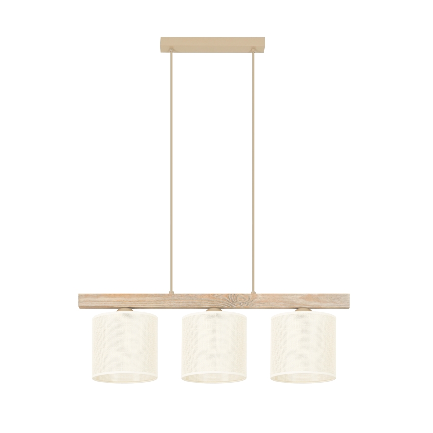 Brilagi - Hanglamp aan een koord FOREST 3xE27/15W/230V grenen/bruin/crème