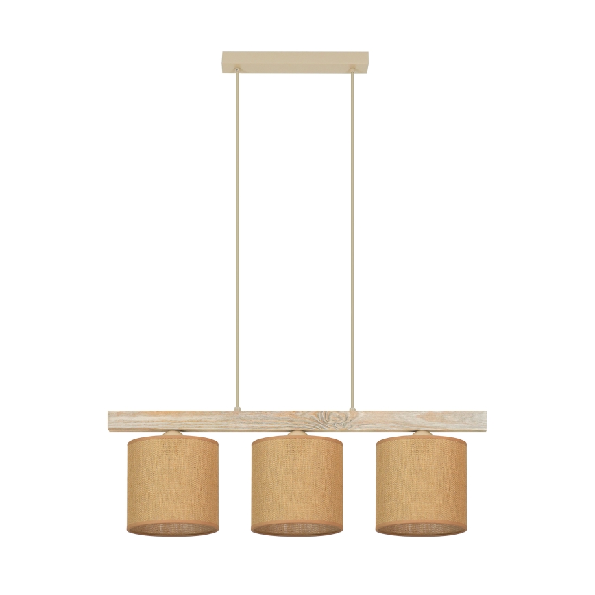 Brilagi - Hanglamp aan een koord FOREST 3xE27/15W/230V grenen/bruin