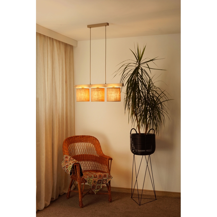 Brilagi - Hanglamp aan een koord FOREST 3xE27/15W/230V grenen/bruin
