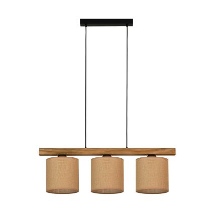 Brilagi - Hanglamp aan een koord FOREST 3xE27/15W/230V grenen/bruin/zwart