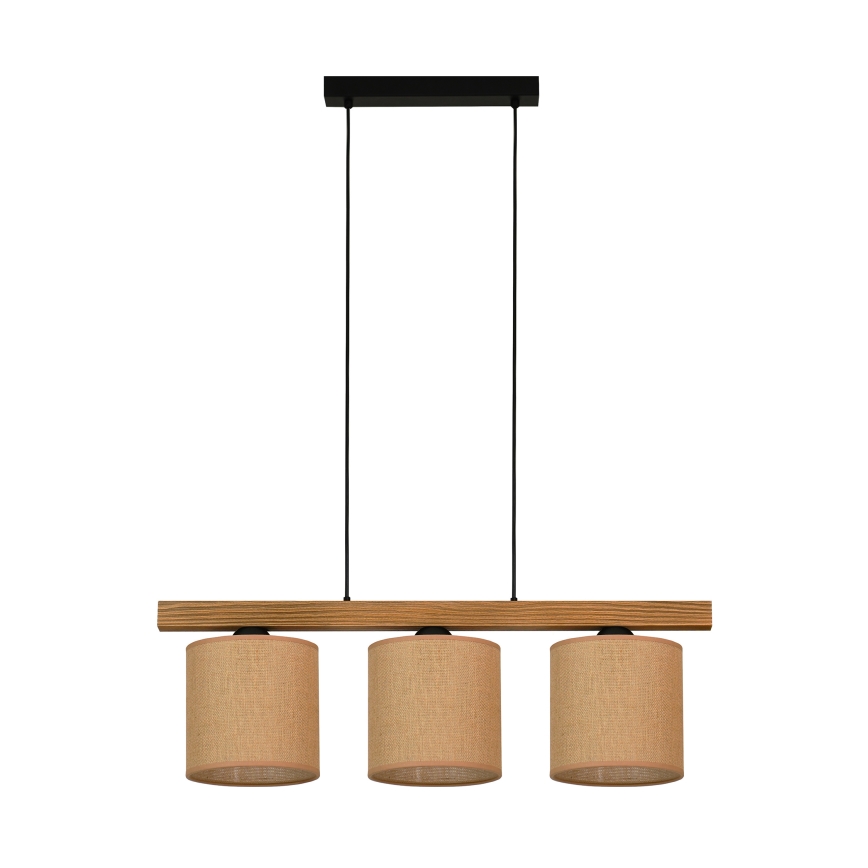 Brilagi - Hanglamp aan een koord FOREST 3xE27/15W/230V grenen/bruin/zwart