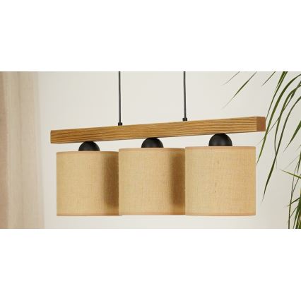 Brilagi - Hanglamp aan een koord FOREST 3xE27/15W/230V grenen/bruin/zwart