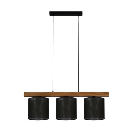 Brilagi - Hanglamp aan een koord FOREST 3xE27/15W/230V grenen/zwart