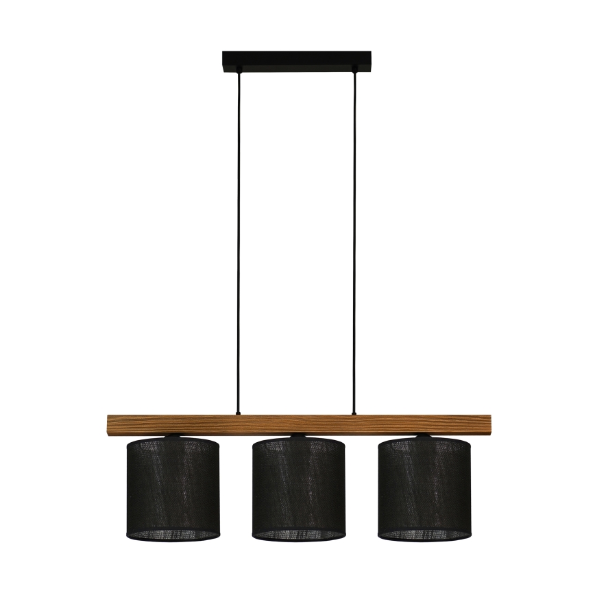 Brilagi - Hanglamp aan een koord FOREST 3xE27/15W/230V grenen/zwart