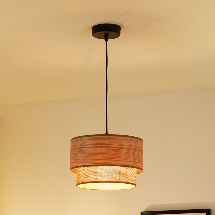 Brilagi - Hanglamp aan een koord MONTANA BOHO 1xE27/15W/230V diameter 25 cm bruin/zwart