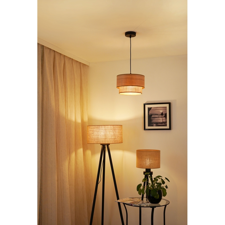 Brilagi - Hanglamp aan een koord MONTANA BOHO 1xE27/15W/230V diameter 25 cm bruin/zwart