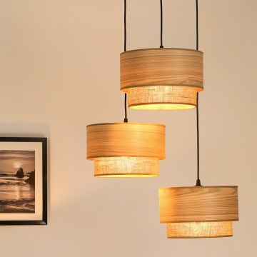 Brilagi - Hanglamp aan een koord MONTANA BOHO 3xE27/15W/230V bruin/zwart