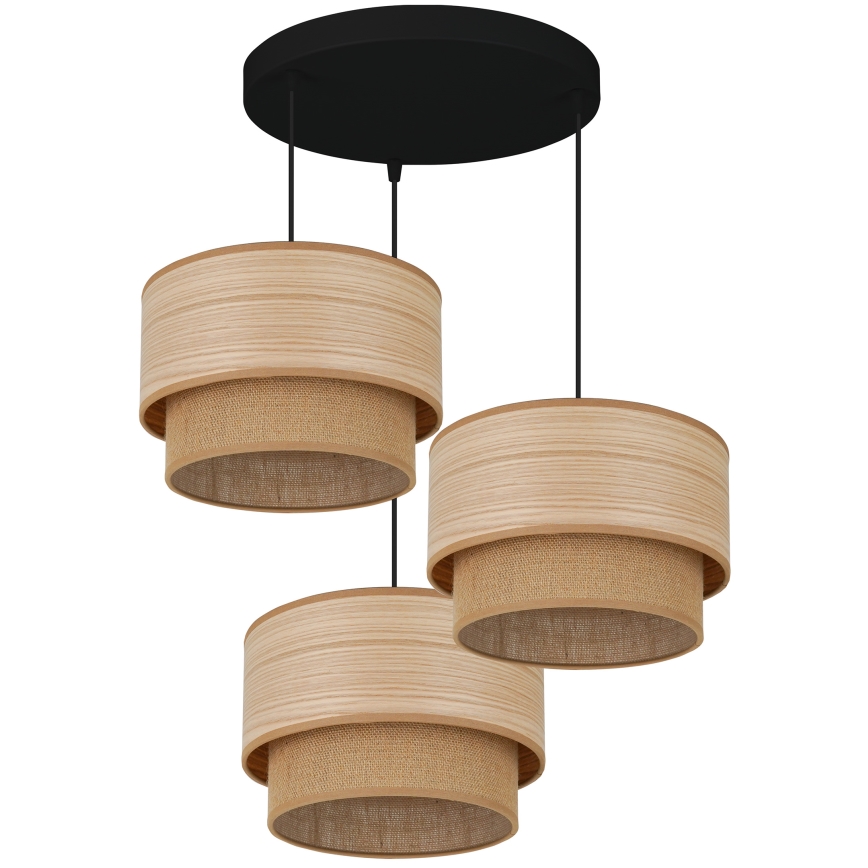 Brilagi - Hanglamp aan een koord MONTANA BOHO 3xE27/15W/230V bruin/zwart