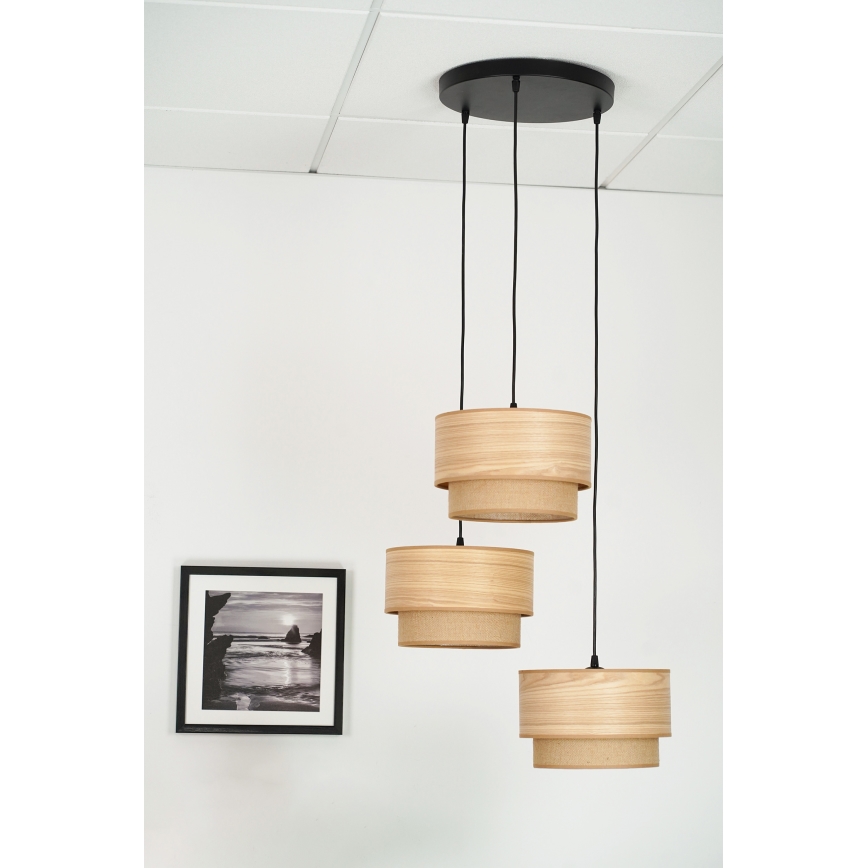 Brilagi - Hanglamp aan een koord MONTANA BOHO 3xE27/15W/230V bruin/zwart