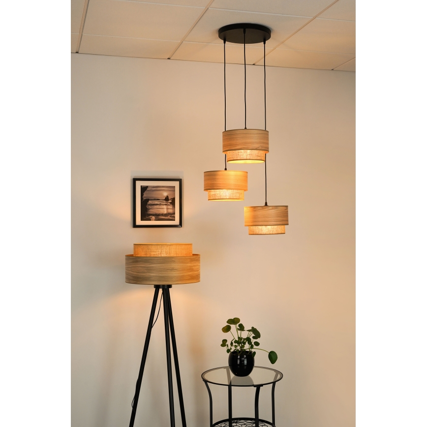 Brilagi - Hanglamp aan een koord MONTANA BOHO 3xE27/15W/230V bruin/zwart