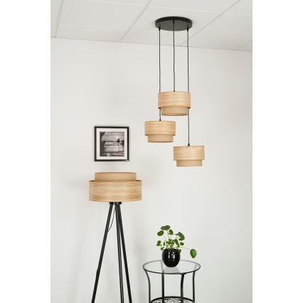 Brilagi - Hanglamp aan een koord MONTANA BOHO 3xE27/15W/230V bruin/zwart