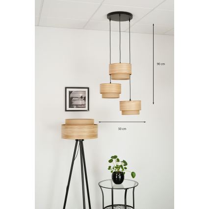 Brilagi - Hanglamp aan een koord MONTANA BOHO 3xE27/15W/230V bruin/zwart