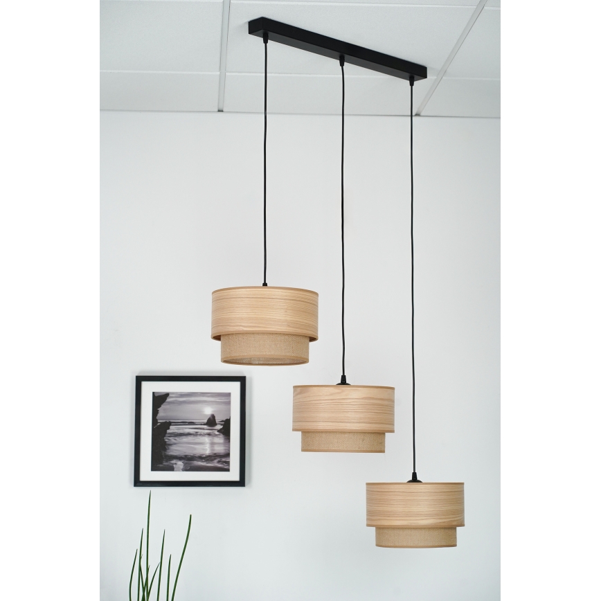 Brilagi - Hanglamp aan een koord MONTANA BOHO 3xE27/15W/230V bruin/zwart