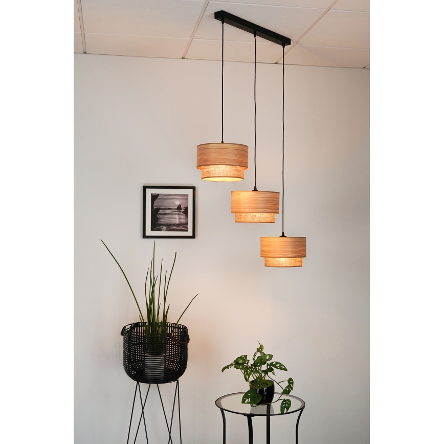 Brilagi - Hanglamp aan een koord MONTANA BOHO 3xE27/15W/230V bruin/zwart