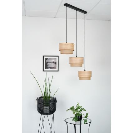 Brilagi - Hanglamp aan een koord MONTANA BOHO 3xE27/15W/230V bruin/zwart