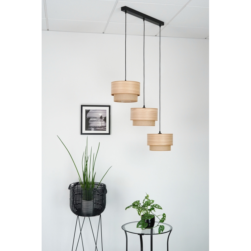 Brilagi - Hanglamp aan een koord MONTANA BOHO 3xE27/15W/230V bruin/zwart